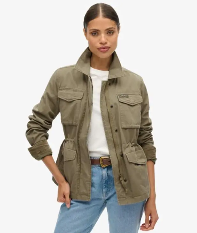 Superdry & Co Women's Embroidered M65 Military Jacket Khaki / Moss Khaki - 