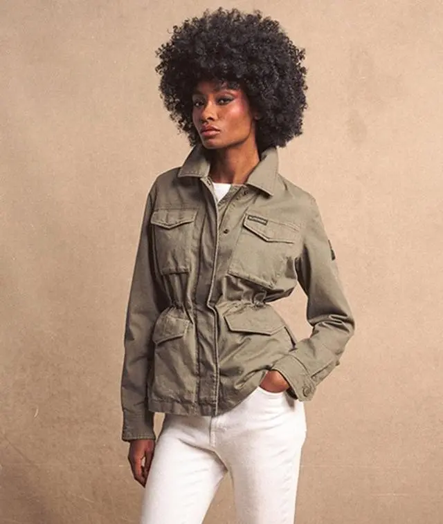 Superdry Women's Embroidered M65 Military Jacket Khaki / Moss Khaki - 