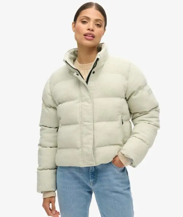 Superdry Women's Tweed Puffer Boxy Jacket Grey / Puritan Grey Marl - 