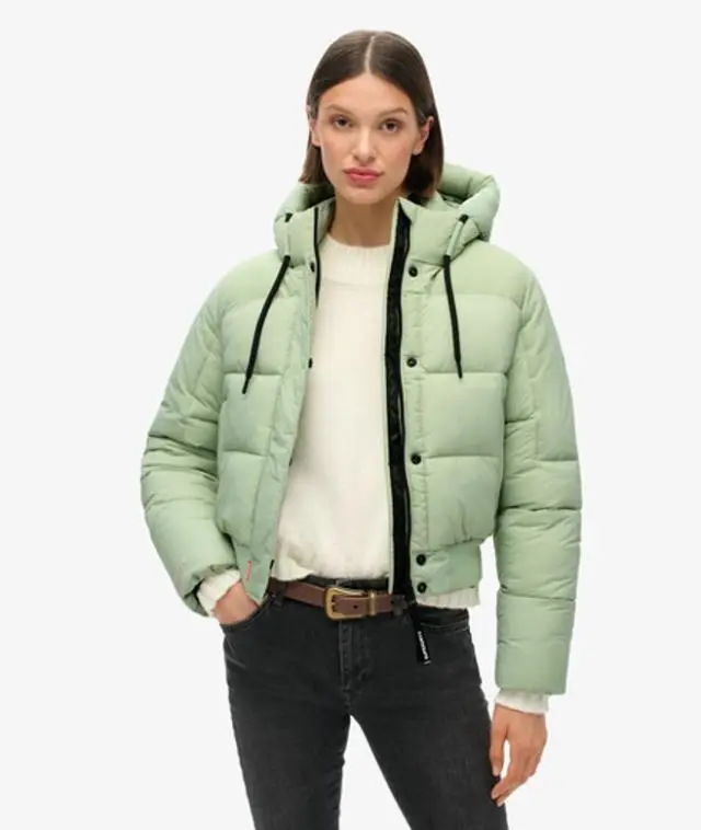 Superdry Women's Ripstop Padded Bomber Jacket Green / Sea Green Grid - 