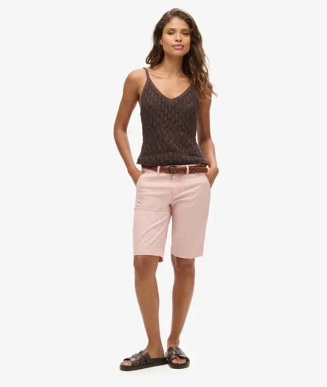 Superdry Women's Chino City Shorts Pink / Peach Whip Pink - 