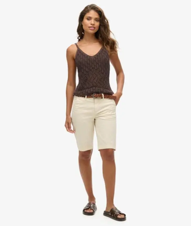 Superdry Women's Chino City Shorts, Cream, 