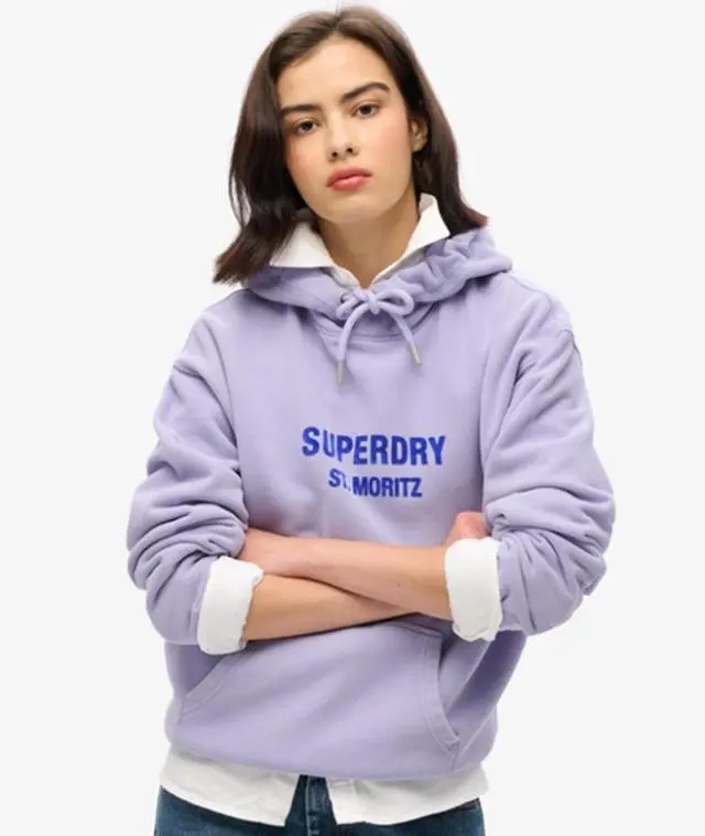 Superdry Women's Sport Luxe Loose Hoodie Purple / Dull Purple - 