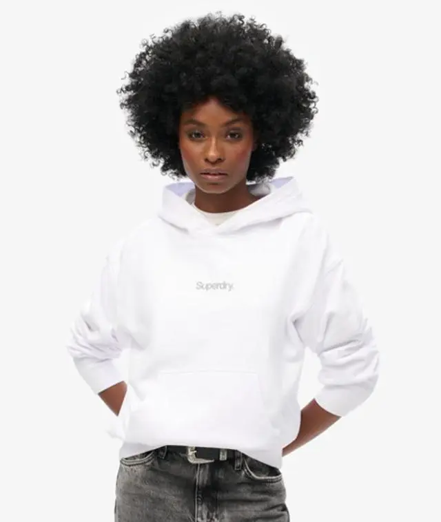 Superdry Women's Core Logo City Loose Hoodie, White, 