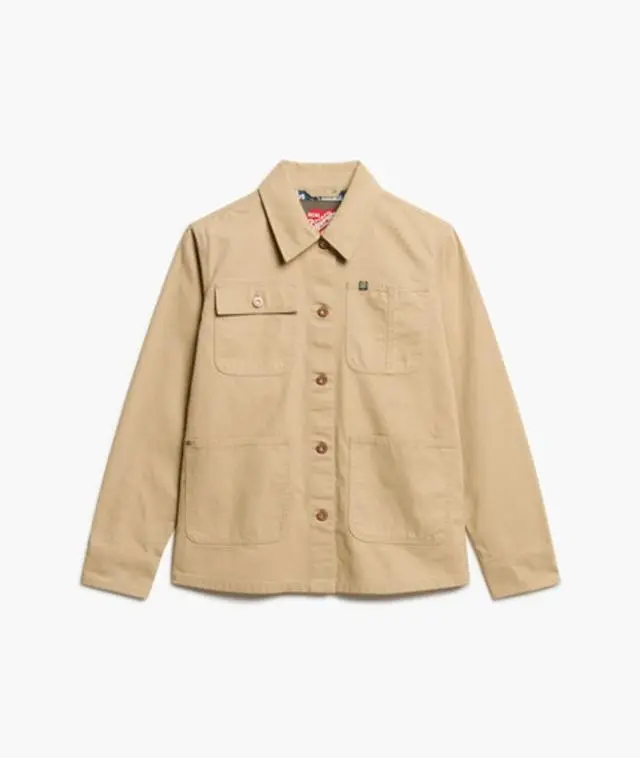Superdry Women's Embroidered Chore Jacket, Beige, 