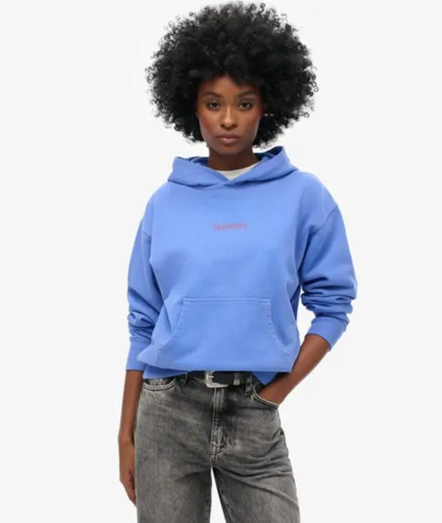 Superdry Women's Core Logo City Loose Hoodie Blue / Chambray Blue - 