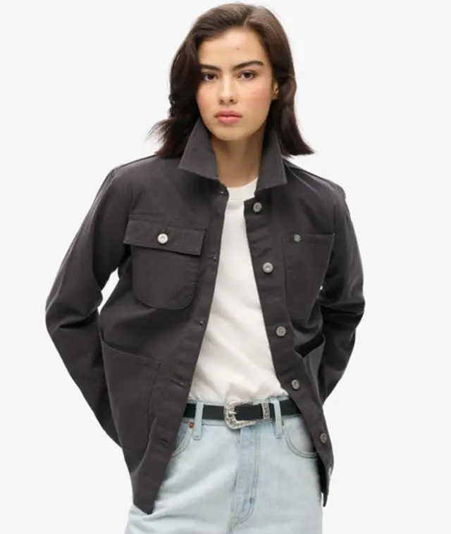 Superdry Women's Embroidered Chore Jacket Black / Blackboard - 