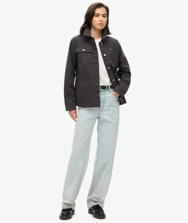 Superdry Women's Embroidered Chore Jacket, Black, 