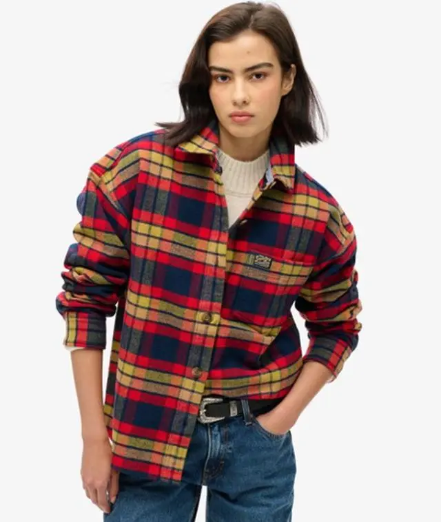 Superdry & Co Women's Check Flannel Overshirt Red / Navy/red Check - 