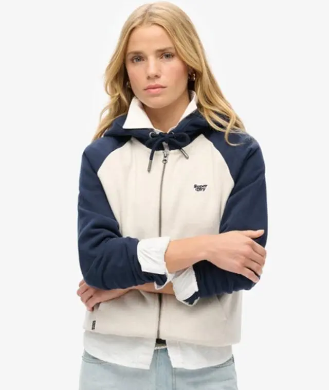 Superdry Women's Essential Baseball Zip Hoodie Navy / Rich Navy/light Oat Marl - 