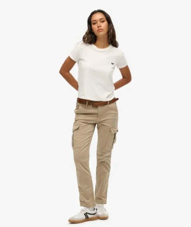 Superdry Women's Mid Rise Slim Cargo Pants Light Brown / Stonewash Taupe Brown - 