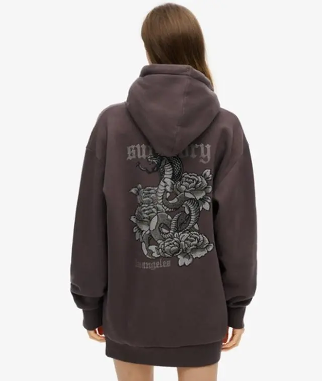 Superdry & Co Women's Tattoo Rhinestone Hoodie Dress Black / Carbon Black - 