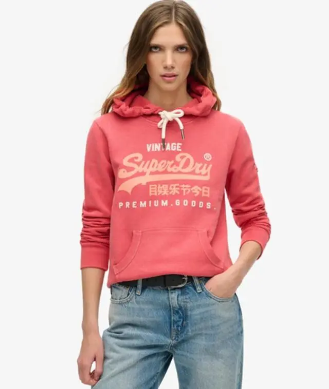 Superdry Women's Puff Print Graphic Hoodie Red / Soda Pop Red Marl - 