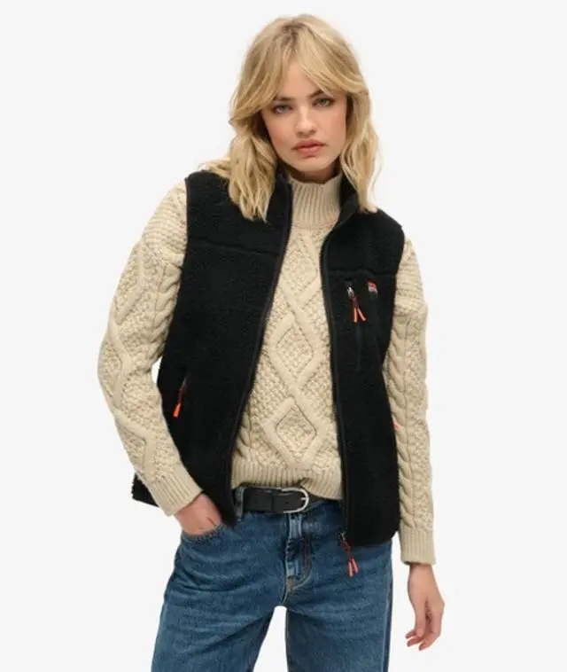 Superdry Women's Outdoor Fleece Gilet Black / Black/black - 