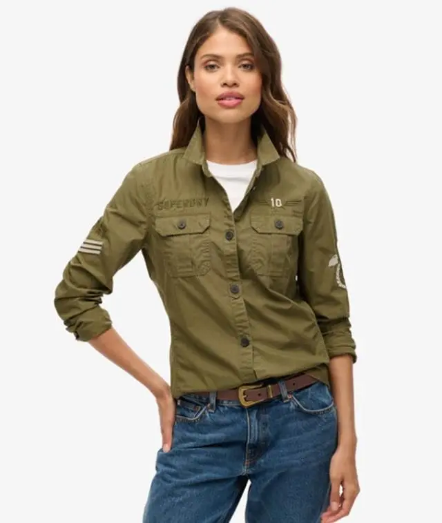 Superdry & Co Women's Military Shirt Green / Burnt Olive - 