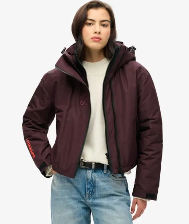 Superdry Women's Hooded Embroidered Windbreaker Jacket Purple / Smoky Aubergine Purple - 
