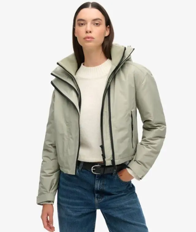 Superdry Women's Hooded Embroidered Windbreaker Jacket Green / Seagrass Green - 