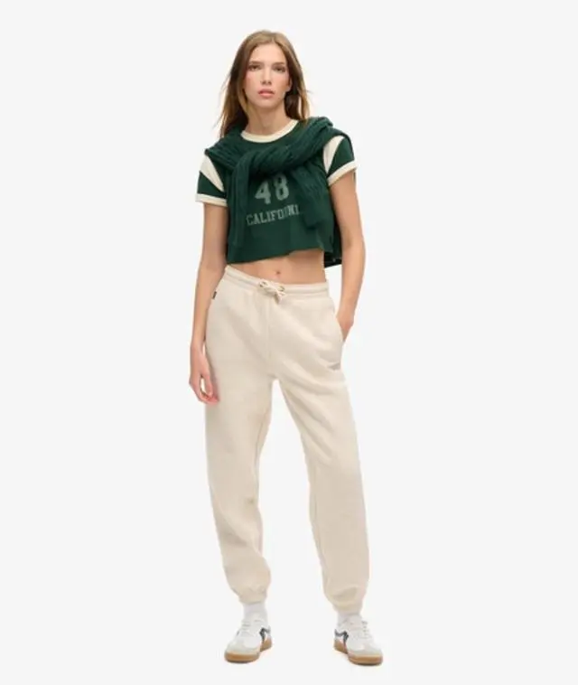Superdry & Co Women's Essential Logo Cuffed Joggers Beige / Light Oat Marl - 