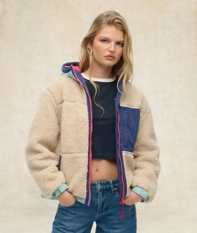 Superdry Women's Vintage Hooded Fleece Jacket Cream / Vintage Ecru - 