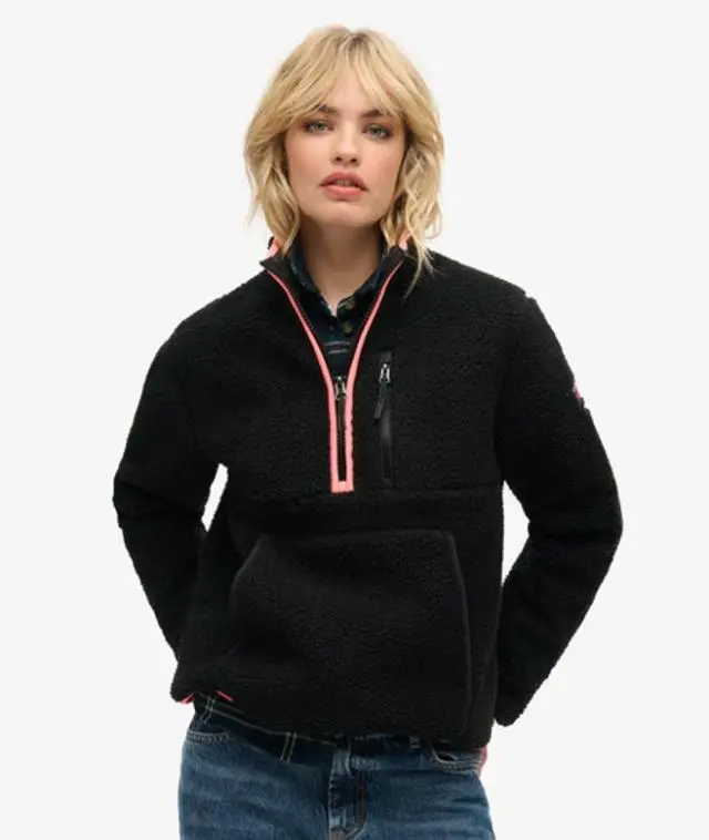 Superdry & Co Women's Outdoor Half Zip Fleece Black / Contrast Black - 