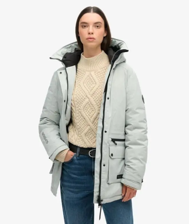 Superdry Women's City Padded Parka Coat Light Grey / Puritan Grey - 