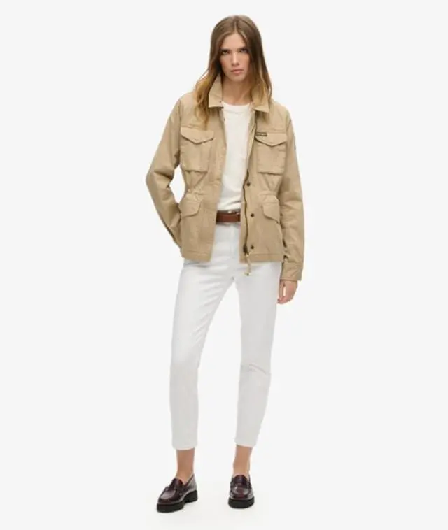 Superdry Women's Military M65 Lined Jacket Green / Canyon Beige - 