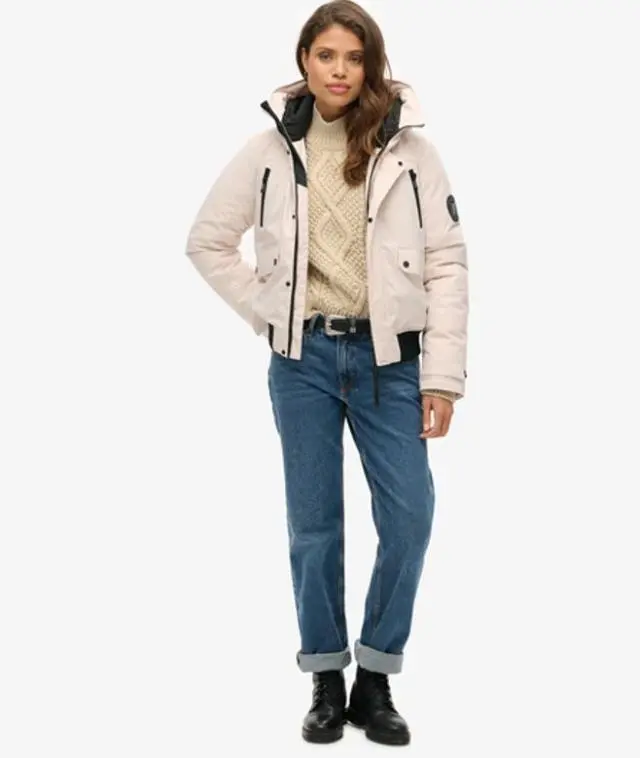 Superdry Women's City Padded Bomber Jacket Grey / Off Grey - 