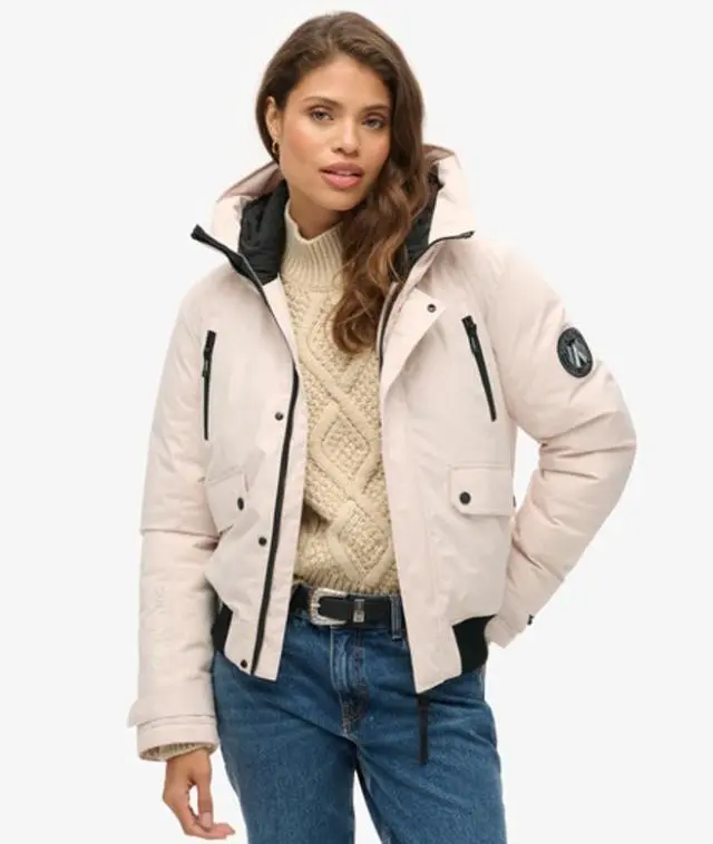 Superdry Women's City Padded Bomber Jacket Grey / Off Grey - 