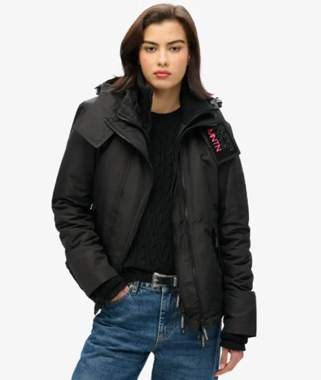 Superdry Women's Hooded Mountain Windbreaker Jacket Black - 