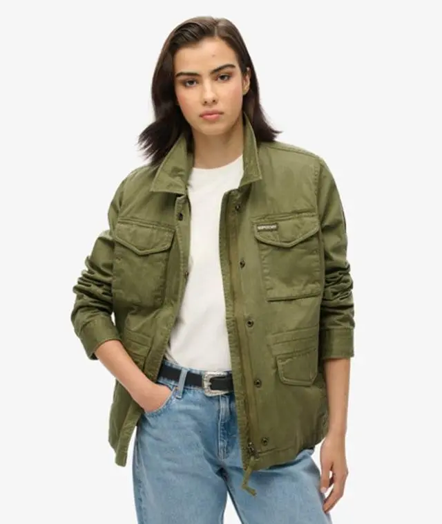 Superdry Women's Classic Military M65 Lined Jacket, Green, 