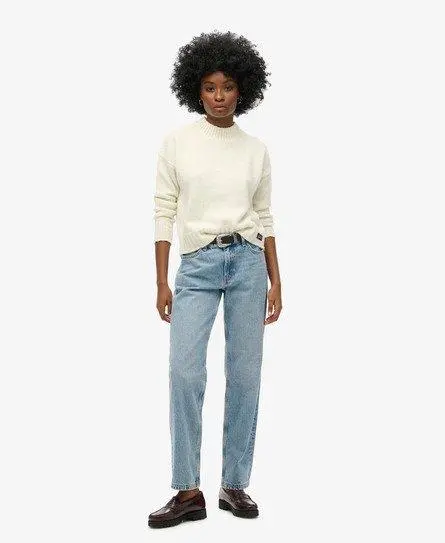 Superdry Women's Mid Rise Straight Leg Jean Light Blue / Spring Vintage Custom -