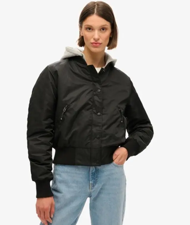 Superdry Women's Hooded Bomber Jacket Black - 