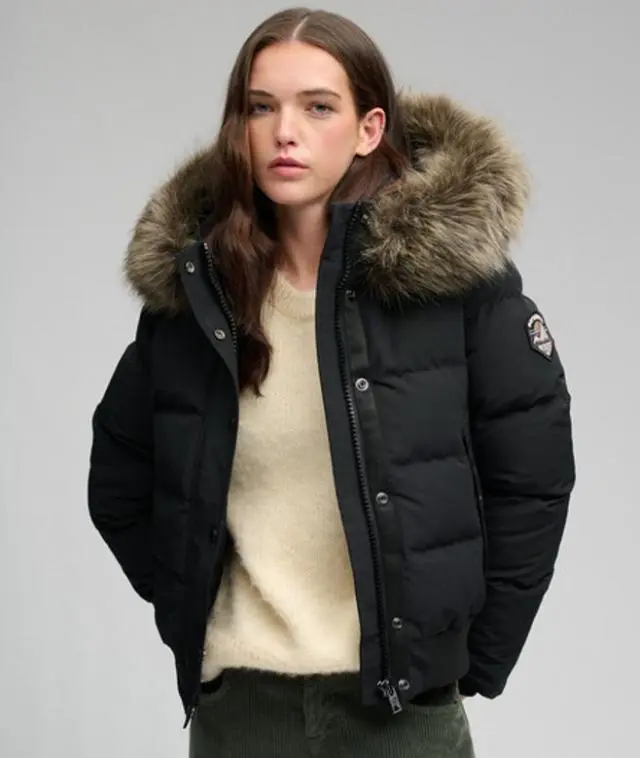 Superdry & Co Women's Everest Slim Fit Bomber Jacket, Black, 