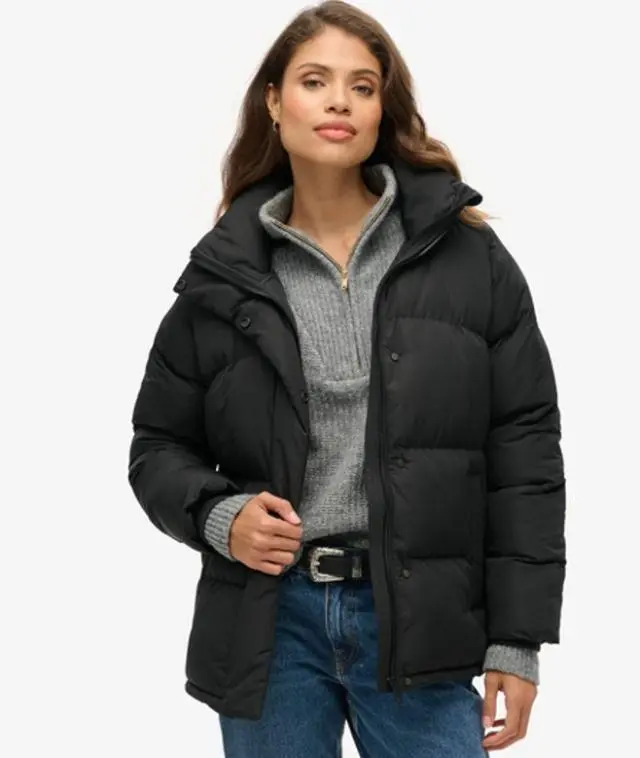 Superdry Women's Mid Length Puffer Jacket Black - 