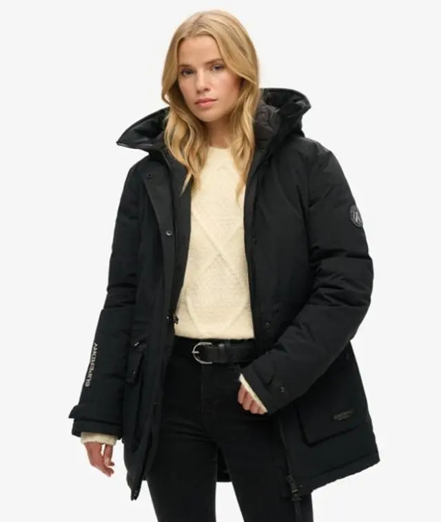 Superdry & Co Women's Classic City Padded Parka Coat, Black, 