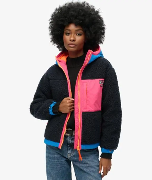 Superdry Women's Vintage Hooded Sherpa Jacket Navy / Eclipse Navy - 