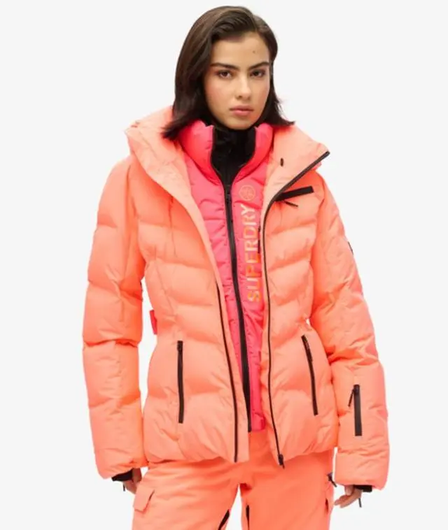 Superdry Women's Ski Luxe Puffer Jacket Coral / Pastelline Coral - 