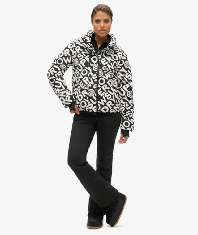 Superdry Women's Ski Boxy Puffer Jacket Black / Superdry Monogram Black - 