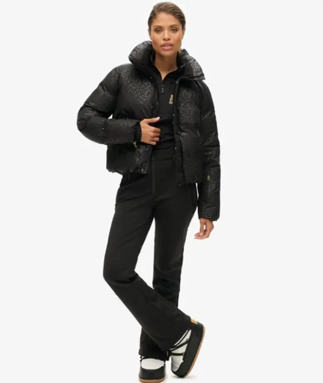 Superdry Women's Ski Slalom Puffer Jacket Black / Superdry Monogram Black Luxe - 