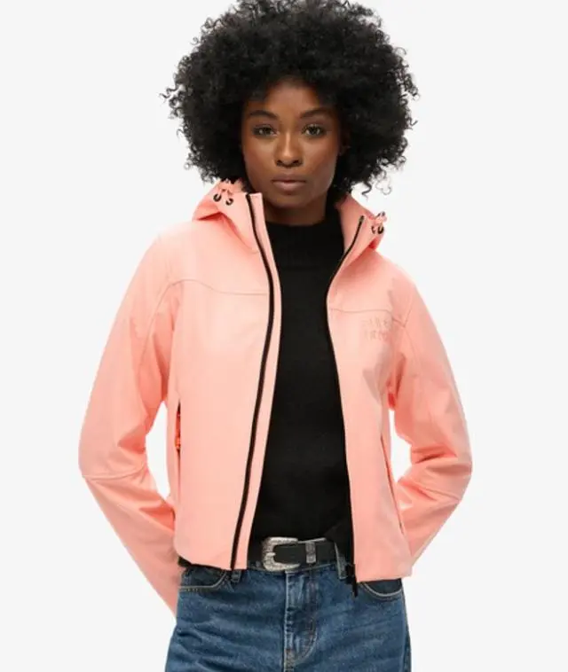 Superdry & Co Women's Hooded Soft Shell Trekker Jacket Pink / Peach Pearl Pink - 