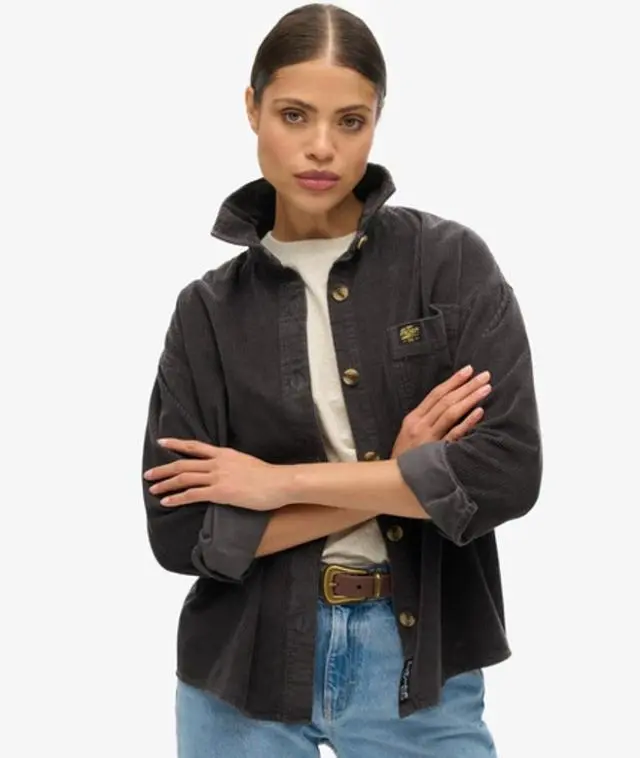 Superdry Women's Chunky Cord Overshirt Black - 