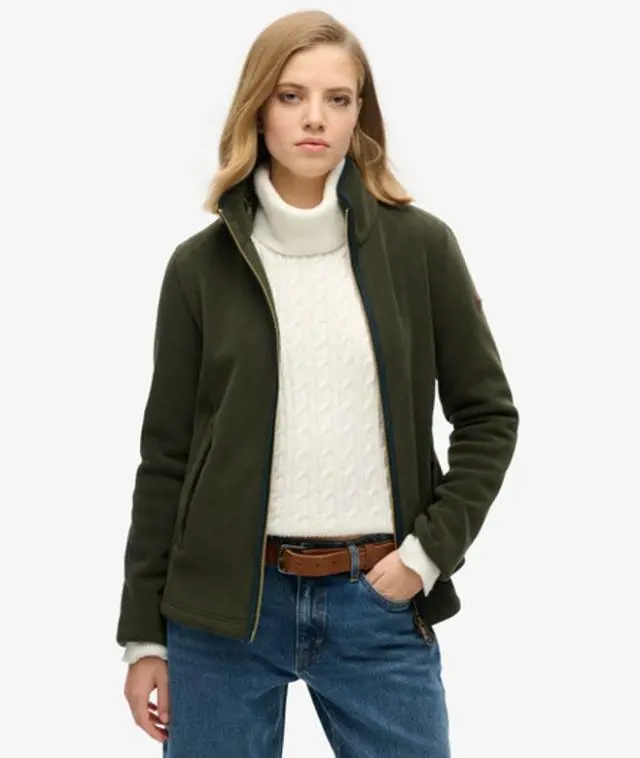 Superdry & Co Women's Estate Full Zip Fleece Green / Surplus Goods Olive Green - 