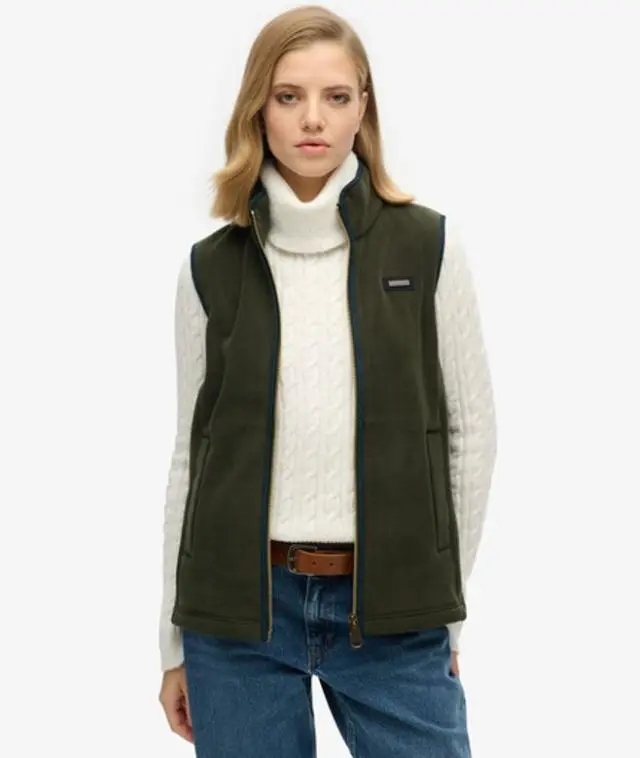 Superdry & Co Women's Estate Fleece Gilet Green / Surplus Goods Olive Green - 