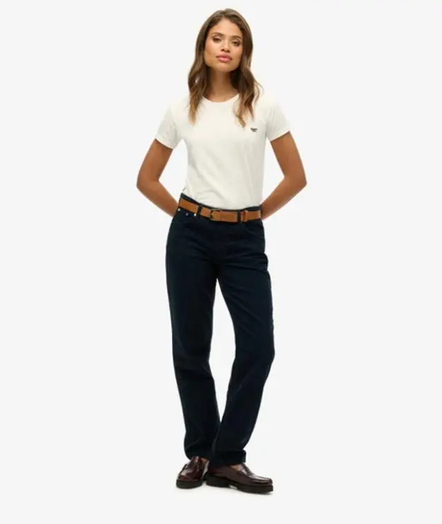 Superdry Women's Straight Leg Cord Pants Navy / Nu Navy - 