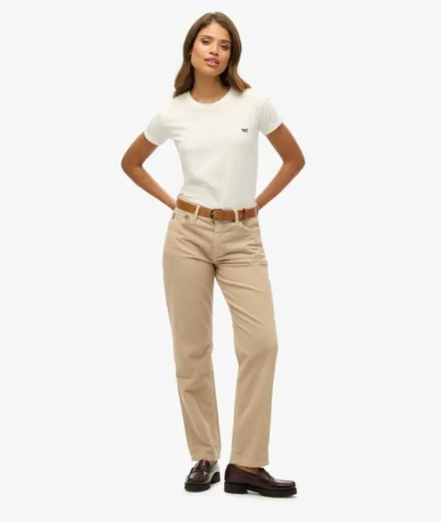 Superdry & Co Women's Straight Leg Cord Pants Beige / Peyote Beige - 