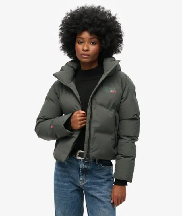 Superdry Women's Hooded Boxy Puffer Jacket Green / Enamel Green - 