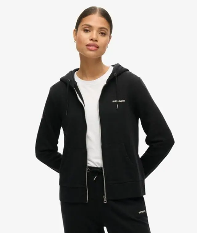 Superdry Women's Plain Zip Hoodie Black - 