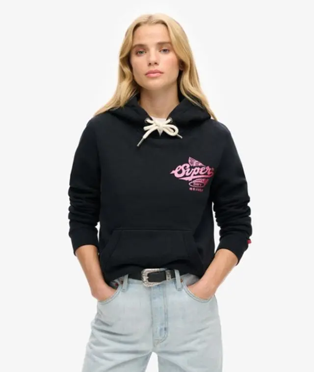Superdry Women's Athletic Metallic Hoodie Black - 