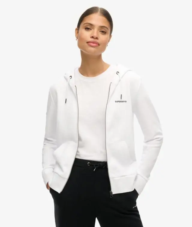 Superdry Women's Plain Zip Hoodie White / Optic - 