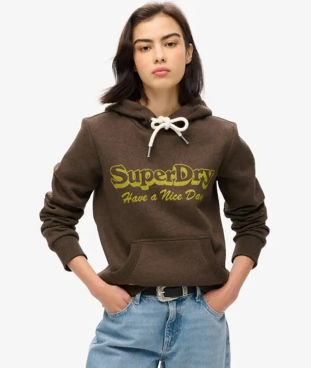 Superdry & Co Women's Archive Graphic Hoodie Brown / Dark Chocolate Brown Marl - 
